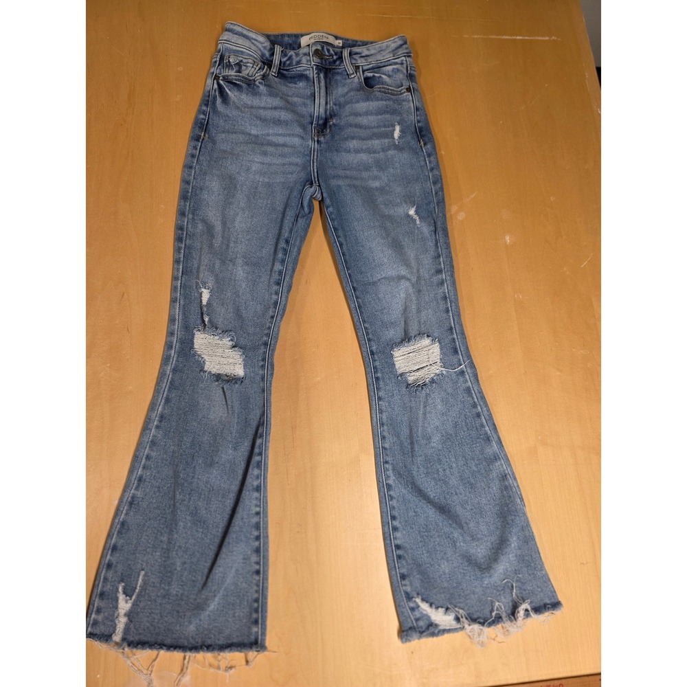 Hidden Jeans Los Angeles Distressed Flare Jeans Medium Wash HD3221C-LD Size 25